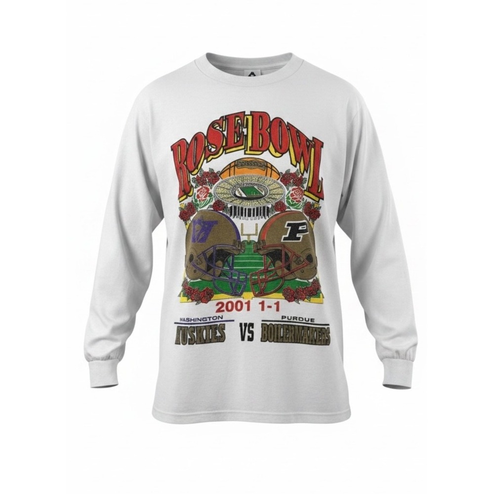 Vintage 2001 Rose Bowl Long Sleeve T-Shirt Men L Football Huskies vs Purdue‎